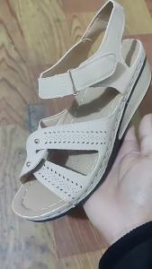 [Free Shipping] New Summer WomenS Wedge Heel Thick-Soled Sandals With Velcro Strap Solid Color Open-Toe Beach Sandals