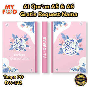 Hampers Pink Al-Quran 8in1 Custom Nama Sajadah Hijab Tasbih Kado Cewek Gift Box Muslimah Quran A5
