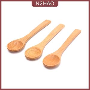 N2HAO 1X bằng gỗ tròn tre muỗng canh trà cà phê muối muỗng dụng cụ nhà bếp dao kéo