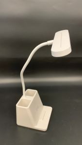 LED Desk Lamp with Wireless Charger Pen Holder Small White Study Light for College Dorm Home Office Flexible Gooseneck 3 Color Modes Bedroom Home Student Lighting
