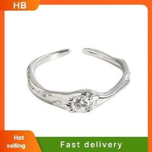 HB Retro Gothic Silver Color Zircon Alloy Ring For Women Girls Vintage Crystal Open Adjustable Rings Punk Geometry Party Jewelry