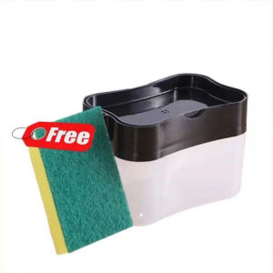Ready stock Soap dispenser box with sponge caddy storage container holder 2 in 1 manual for home kitchen restaurant