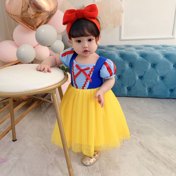 Princess Snow White Dress Yellow Toddler Girls Holloween Costume Dress Up -  Walmart.com