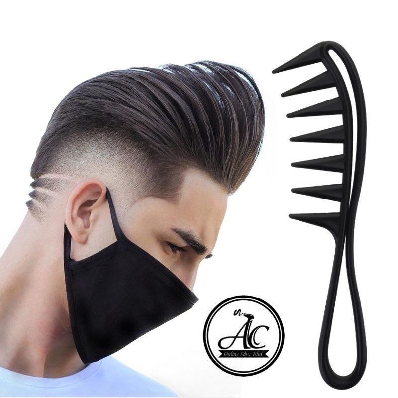 Dreizackiger Fischgräten-Haarkamm mit breiten Zinken, Öl-Haarstyling-Kamm aus Holz für den Salon
_voghion.com