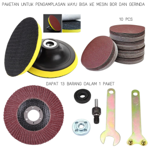 Paketan Adaptor bor mata gerinda Amplas Kayu Bisa Cod Mata Gerinda Amplas Kayu Fullset