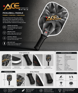 Pickleball Paddle Racket Ace Fibreglass Matrix Wiftflyte