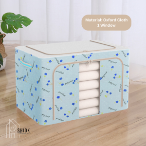 🇸🇬 Ready Stock Foldable Clothes Quilt Storage Box Stackable Wardrobe Organizer Waterproof Steel Frame Transparent