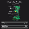 ISKU Lithium Mesin Bor Mulitifungsi 21V 2000mAh Battery Cordless Drill Set Torsi Maksimum 40N.M. 