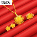 Gold Chain 916 Gold Necklace Ladies Lotus Pendant Jewelry Set New Year Gift. 