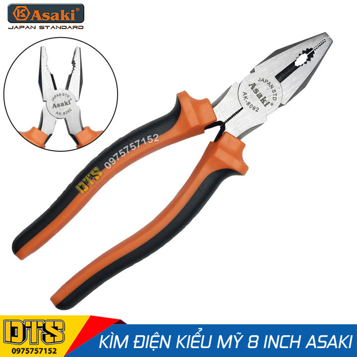 Kìm điện, kìm răng tổ hợp kiểu Mỹ Asaki A+cut Tech 8 inch/ 200mm, thép ...