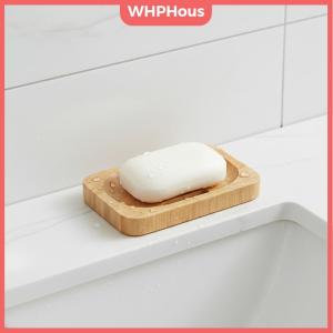 WHPHous 2 Layer Wooden Bamboo Soap Tray Mildew Resistant Draining Soap Dish Natural Bamboo Holder for Bathroom Kitchen Use