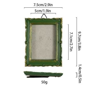 SFFGF Green Baroco Style Photo Frame Resin Mini Photo Display Holders Unique Antique Picture Frame Ornaments Tabletop Wall Decor