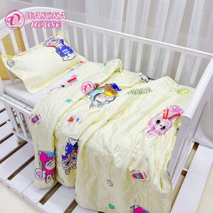 Bộ gối mền Tencel 60s cho bé đi họcvải sợi tự nhiên mềm mịn thoáng mát