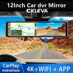 EKLEVA Car DVR 11 Inch Touch IPS RearView Mirror Front and Rear 1080P Dual Lens Stream Media Dashcam Car Camera Automatic Rear View Mirror Night Vision Video Recorder