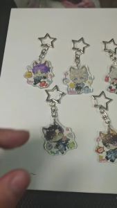 5Pcs/Lot Love and Deepspace Anime Peripheral Xavier Zayne Rafayel Caleb Celestia Chibi Star Keychain Super Cute Bag Pendant Acrylic Decoration Fashion Accessory Perfect Gift