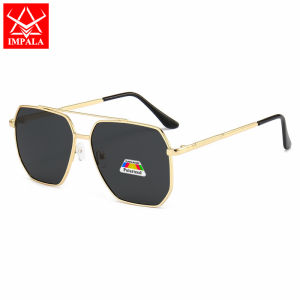 IMPALA PG2045W Polarized Sunglasses for Men and Women Driving Fishing Retro Style Anti Glare Sun Glasses Metal Frame UV400 HD Lens