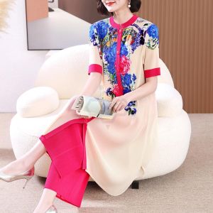 ۞✽ Aiden001 Average size Middle-Aged And Elderly Women Age-Reducing Retro Casual Suit Female Mother Summer Large-Size Two-Piece Suit S3222