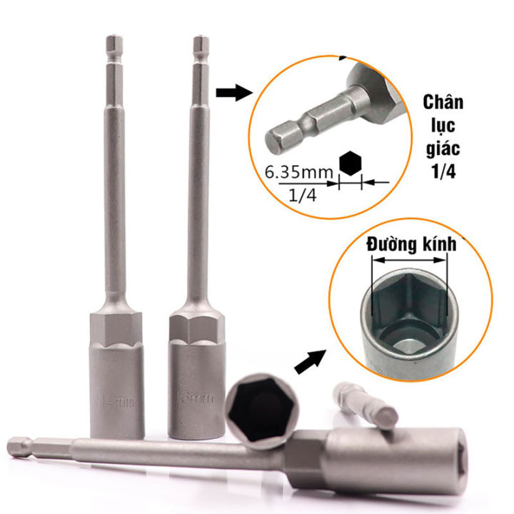 Khẩu Chụp Bulong Sâu Lòng Dài 150mm Bắn Vít Chân Lục Giác Các Kích Cỡ ...