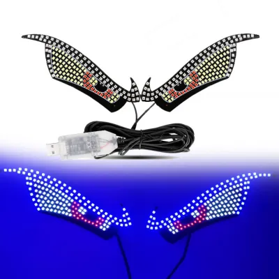 BESTOUR จอแสดงผล LED ไฟดวงตาปีศาจรถบรรทุก หลายโหมด ไดนามิก RGB จอแสดงผล LED บนกระจกหน้ารถ สร้างสรรค์ ยูเอสบี 5V แสงตาปีศาจ ตกแต่งรถ
