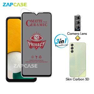 Paket 3in1 Anti Gores Layar Privasi Samsung A13 5G Free Tempered Glass Camera dan Skin Carbon