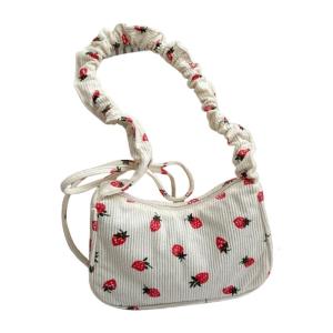 Dễ thương thời trang Dâu Tây Túi Đeo Vai dành cho nữ và trendsetters Ruched nhung Túi đeo chéo giản dị Satchel Ví