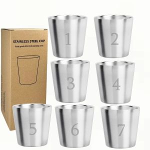 2026 7 Pack Stainless Steel Double Walled Cups Stackable 175ml Coffee Cups Tea Chilling Beer Glasses for Home Shop Party Outdoor