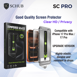 (SG) SCHUB SCPro Titan Easy Installation 9H Tempered Glass Screen Protector for iPhone 17 Pro Max Clear HD / Privacy