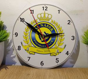 Jam dinding kayu motif Bola Liga Arab