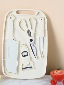 Household Stainless Steel Slicing Knife Peeling Knife Chopping Board 6 In 1 Kitchen Cooking Set