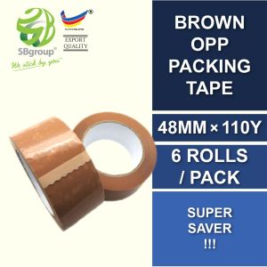 CLEAR / BROWN (non-opaque) OPP Packing Tape 48mm x 110y (Random thickness)(6 ROLLS)