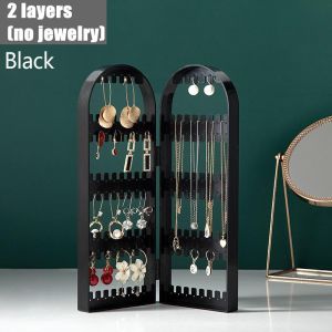 Folding Earring Holder Bracelet Necklace Display Stand Screen Jewelry Display Storage Rack Jewelry Organizer Xmas Gift