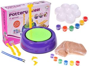 Pottery Wheel Set Kids DIY Ceramic Air Dry Sculpting Clay Art and Craft Paint Kit Aged 8 and Up Educational Toy