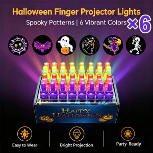 ECILY 36PCS Halloween LED Finger Lights Halloween Light Up Rings Neon Party Favors Glow In The Dark Rave Party Trick or Treat Gifts