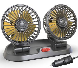 Car Fan 24V Three/Four Headed Auto Cooling Air Fan 360 Degree Rotation Powerful Quiet 2 Speed 12V/24V Car Truck Special Powerful Cooling Fan