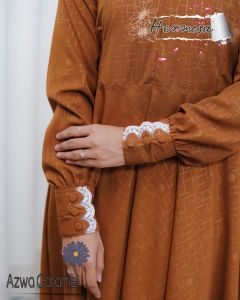 Gamis hermosa embos wolfis motif azwa caramel-gamis caramel syari-gamis lebaran caramel terbaru
