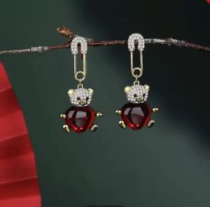 [Treetop Culture] Korean 925 Silver Needle star teddy bear earring stud handcrafted seashell gold plated