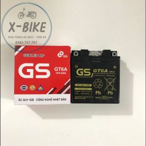 Bình Ắc Quy Xe Máy GS GT6A (12V - 6 Ah) Màu Đỏ Dành Cho Xe Dream Wave Đời Đầu Future Đời Đầu Sirius....