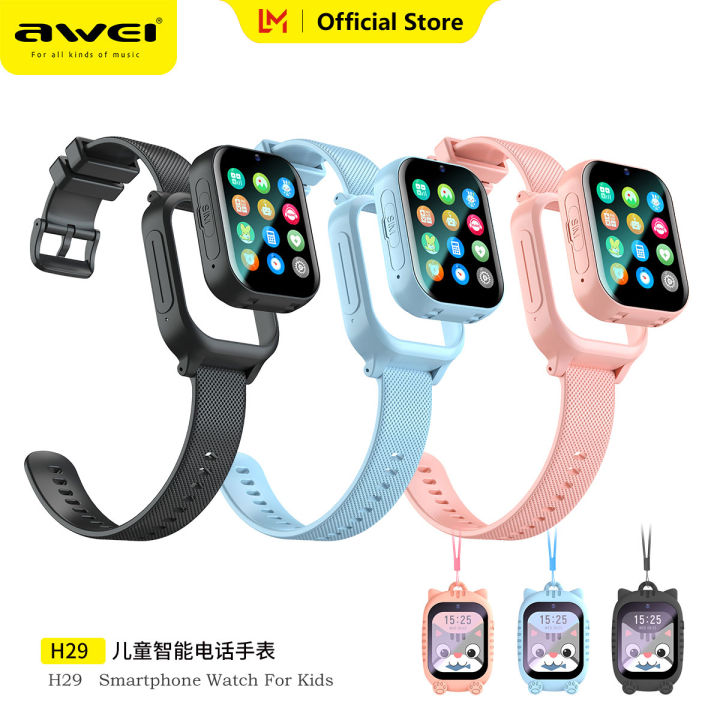 Awei H29/H30 สมาร์ทวอทช์สำหรับเด็ก, สมาร์ทวอทช์สามารถระบุตำแหน่งวิดีโอคอลได้อย่างแม่นยำมีอัตราการกันน้ำ IP67แบตเตอรี่ยาวเป็นพิเศษสำหรับเด็กผู้ชายเด็กผู้หญิงเด็ก
