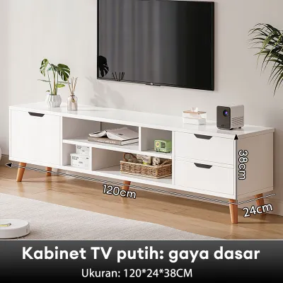 Meja TV kayu Rak Tv 140cm Nordic Lemari TV Putih Minimalis Terbaru Kabinet Tv Modern Murah 55 Inci