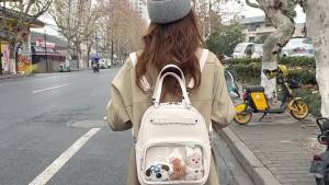 Japanese Style ins Cute and girly backpack with unique design exquisite and stylish transparent ita-bag for accessories and dolls