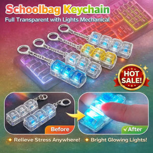 LED Mechanical Keychain Press Button Stress Relief Portable Mini Keyboard Gadget Keychain Gift For Adults Kids