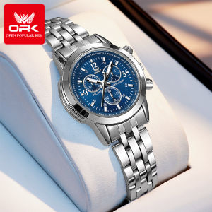 OPK jam tangan wanita dewasa terbaru 2025 tahan air mode elegan bercahaya kalender kronograf stainless steel harga terbaik