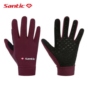 Santic Cycling Gloves Men Women Thermal Full Finger with Touch Function Shockproof Bike Bicycle Gloves