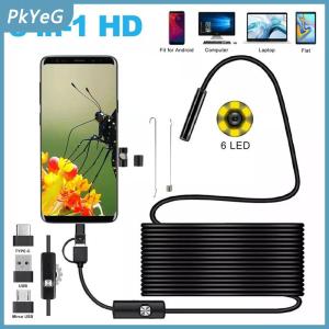 PkYeG 5.5Mm Android Nội Soi Máy Ảnh 3 In1 Micro USB Loại C Borescope Mini Máy Ảnh Không Thấm Nước LED Kiểm Tra Xe Cho Huawei Xiaomi PC
