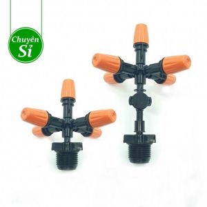 HCM Béc phun sương 5 đầu - Béc tưới phun sương 5 hướng kèm chân nối ren 21mm nối ống PVC