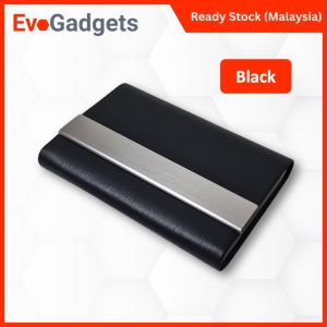 EvoCardLink | Custom Laser Marking Premium PU Leather Business Card Holder / Stainless Steel Name Card holders gift / door gift / EvoGadgets