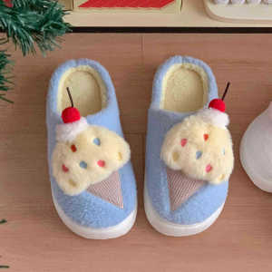 Xixitiao mùa đông sang trọng Giày bà bầu ấm áp thoải mái ngọt ngào nữ tính Kem 2025 phong cách mới nhà bông dép cho phụ nữ