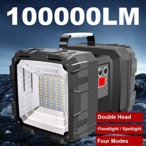 Senter Led Super Terang 10000 Lumens Senter Sorot COB Double Head W844 Torch Flashlight