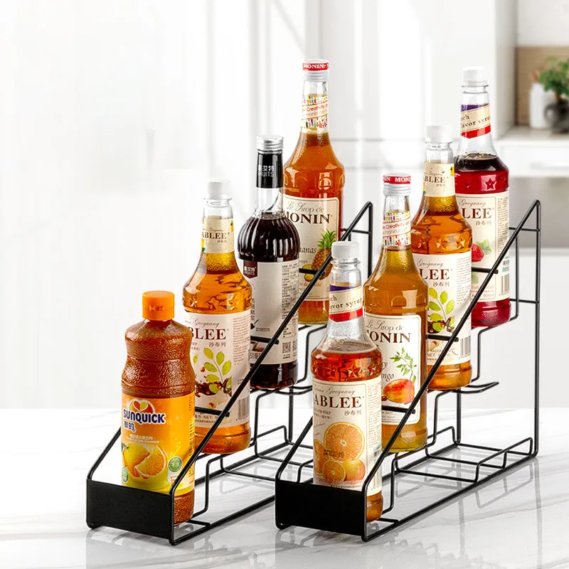 Syrup Rack Desktop Stainless Steel Spice Shelf Wire Compartment