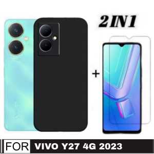 Promo Paket 2 in 1 Softcase Vivo Y100 5G / Vivo Y200e 2024 / Vivo Y27 4G / Vivo Y27 5G 2023 / Vivo Y16 2022 Matte Camera Protective Case + Anti Gores Layar Bening